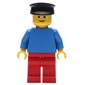 Man, Blue Torso, Red Legs, Black Hat
