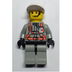 Fireman, Light Gray Fire Suit with Gauges and Straps, White Cap, Headset (fig-008144)