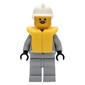 Fireman, Shirt with Gauge and Pocket, Light Gray Legs, White Helmet, Yellow Life Vest
