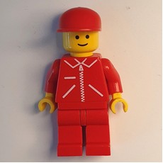 Man, Red Jacket with Zipper and Pockets, Red Cap (fig-008160)