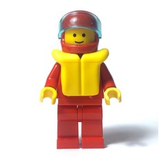 Man, Red Jacket with Zipper, Red Helmet with Visor, Yellow Life Vest (fig-008165)