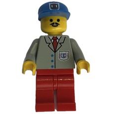 Coast Guard, Light Gray Shirt with Red Tie and Badge, Blue Cap with Badge, Moustache (fig-008166)