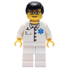 Doctor, White Shirt with Star of Life Logo, Black Hair, Glasses (fig-008170)