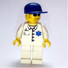 Doctor, White Shirt with Star of Life Logo, Blue Cap, Sunglasses (fig-008174)