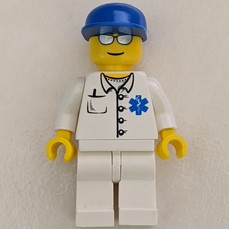 Doctor, White Shirt with Star of Life Logo, Blue Cap, Silver Sunglasses (fig-008175)