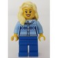 Woman, Bright Light Blue Cardigan, Blue Legs, Bright Light Yellow Hair
