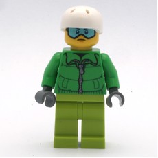 Man, Green Jacket, Lime Legs, White Helmet, Blue Goggles (fig-008194)