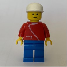 Man, Red Jacket with Zipper, Blue Legs, White Cap (fig-008207)