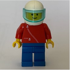 Man, Red Jacket with Zipper, Blue Legs, White Helmet with Visor (fig-008208)