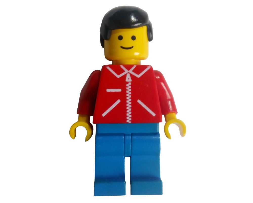 LEGO Set fig-008209 Man, Red Jacket with Zipper, Blue Legs, Black Hair ...