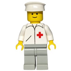 Doctor, White Jacket with Red Cross, Light Gray Legs, White Hat (fig-008213)