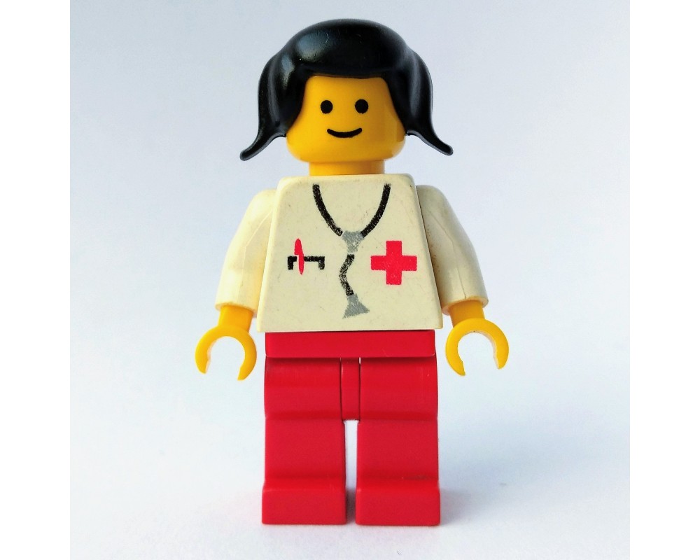 LEGO Set fig008214 Doctor, Woman, White Torso with Stethoscope and Red