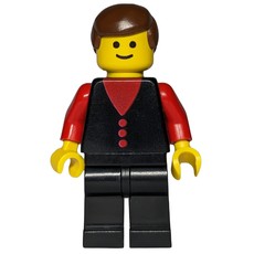 Man, Black Vest over Red Shirt, Black Legs, Brown Hair (fig-008215)