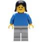 Woman, Blue Torso, Light Gray Legs, Black Hair
