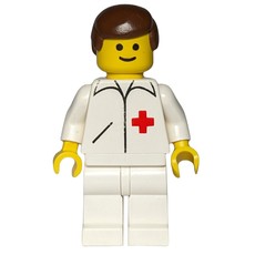 Doctor, White Jacket with Red Cross, White Legs, Brown Hair (fig-008220)