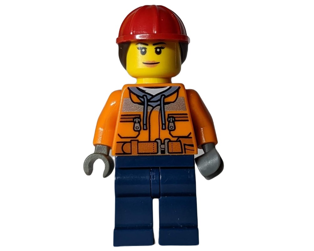 LEGO Set fig-008270 Construction Worker, Woman, Safety Jacket over ...