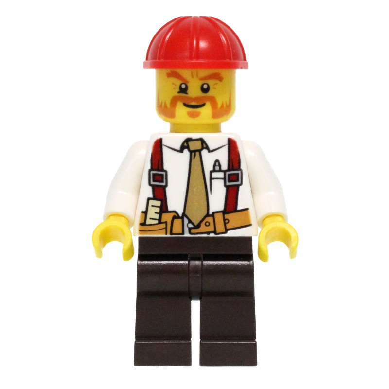 LEGO Set fig-008277 Construction Worker, White Shirt with Tie and ...