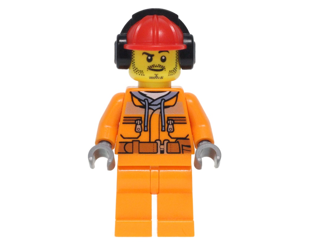 LEGO Set fig-008278 Construction Worker, Safety Jacket over Hoodie 