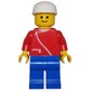 Man, Red Jacket with Zipper and Pockets, Blue Legs, White Cap