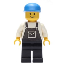 Man, Black Overalls, Blue Cap (fig-008295)