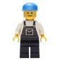 Man, Black Overalls, Blue Cap