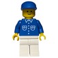 Man, Blue Shirt with Buttons and Pockets, White Legs, Blue Cap
