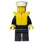 Policeman with Zipper Jacket, White Hat, Life Vest