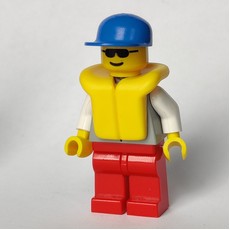Light Grey Jacket, Red Legs, Blue Cap, Sunglasses (fig-008307)