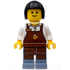 Barista, White Torso, Reddish Brown Apron, Sand Blue Legs, Dark Gray Side Shadows (fig-008313)