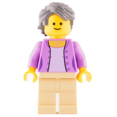 Medium Lavender Torso, Tan Legs, Dark Bluish Gray Hair (fig-008315)