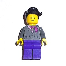 Dark Bluish grey Torso, Jacket, Dark Purple Legs, Black Hair (fig-008326)