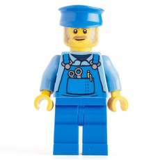 Mechanic, Medium Blue Torso, Blue Overall, Blue Hat (fig-008330)