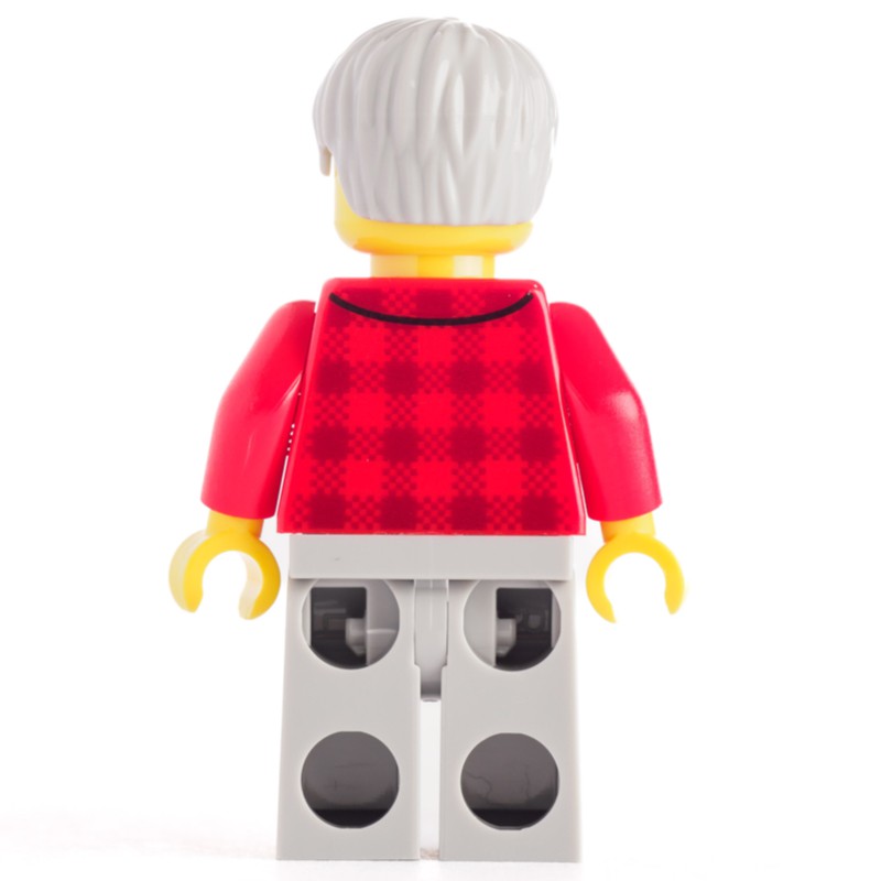 LEGO Set fig-008336 Red Torso Plaid, Light Bluish Grey Legs, Hair 