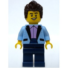 Bright Light Blue Torso, Dark Blue Legs, Dark Brown Hair (fig-008342)