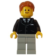 Black Torso Jacket, Light Bluish Gray Legs, Dark Orange Hair (fig-008350)