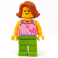 Bright Pink Torso, Lime Legs, Dark Orange Hair (fig-008353)