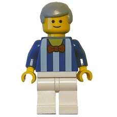 Man, Blue Torso, White Legs, Light Bluish Grey Hair (fig-008358)