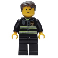 Fire Fighter, Black Torso, Black Legs, Dark Brown Hair (fig-008364)