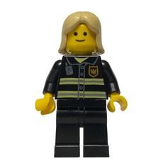 Fire Fighter, Black Torso, Black Legs, Tan Hair (fig-008365)
