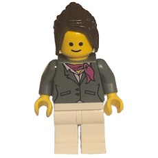 Dark Bluish Grey Torso, White Legs, Dark Brown Hair (fig-008375)