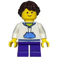 Kid, White Torso, Dark Purple Legs, Dark Brown Hair (fig-008387)
