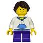 Kid, White Torso, Dark Purple Legs, Dark Brown Hair