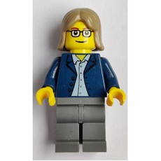 Dark Blue Torso, Dark Bluish Grey Legs, Dark Tan Hair (fig-008388)