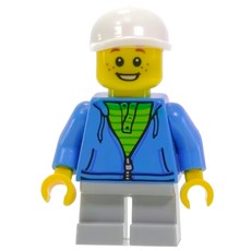 Kid, Dark Azure Torso, Light Bluish Grey Legs, White Cap (fig-008417)