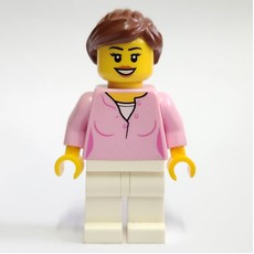 Bright Pink Torso, White Legs, Reddish Brown Hair (fig-008432)