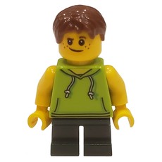 Kid, Lime Torso, Dark Green Legs, Dark Brown Hair (fig-008433)