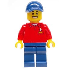 LEGOLAND Employee, Red Torso, Dark Blue Legs, Dark Blue Cap (fig-008438)