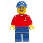 LEGOLAND Employee, Red Torso, Dark Blue Legs, Dark Blue Cap