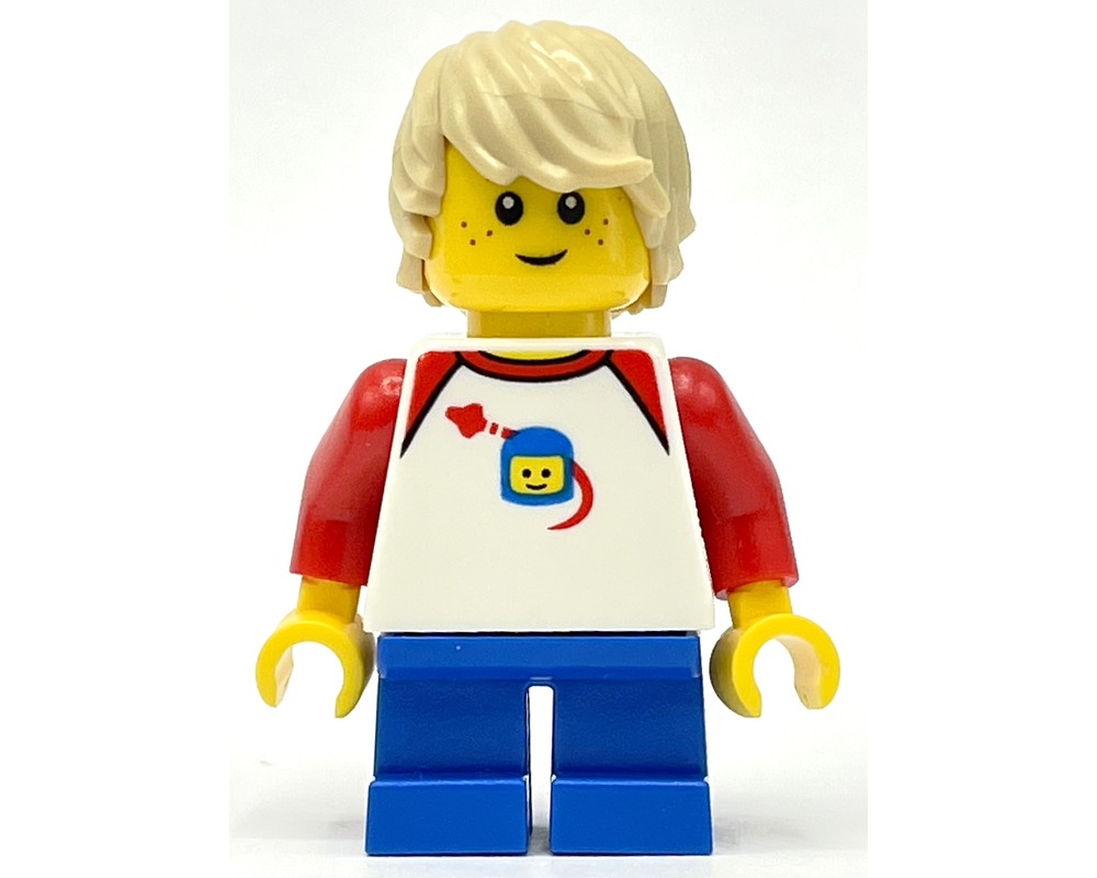 LEGO Set fig-008440 Kid, White Torso, Blue Legs, Tan Hair