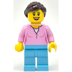 Bright Pink Torso, Medium Azure Legs, Dark Brown Hair (fig-008441)